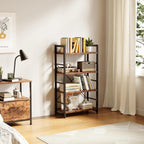 Industrial Bookshelf 5-Tier 24.8" Rustic Shelving Unit Wood