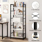 4-Tier Bookshelf 24 Inch Wood Bookcase with Open