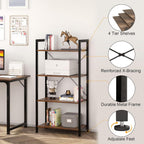 Industrial Bookshelf 5-Tier 24.8" Rustic Shelving Unit Wood