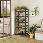 Industrial Bookshelf 5-Tier 24.8" Rustic Shelving Unit Wood