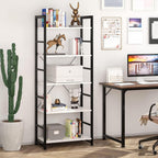 Industrial Bookshelf 5-Tier 24.8" Rustic Shelving Unit Wood