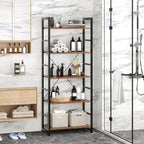 Industrial Bookshelf 5-Tier 24.8" Rustic Shelving Unit Wood