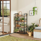 Industrial Bookshelf 5-Tier 24.8" Rustic Shelving Unit Wood