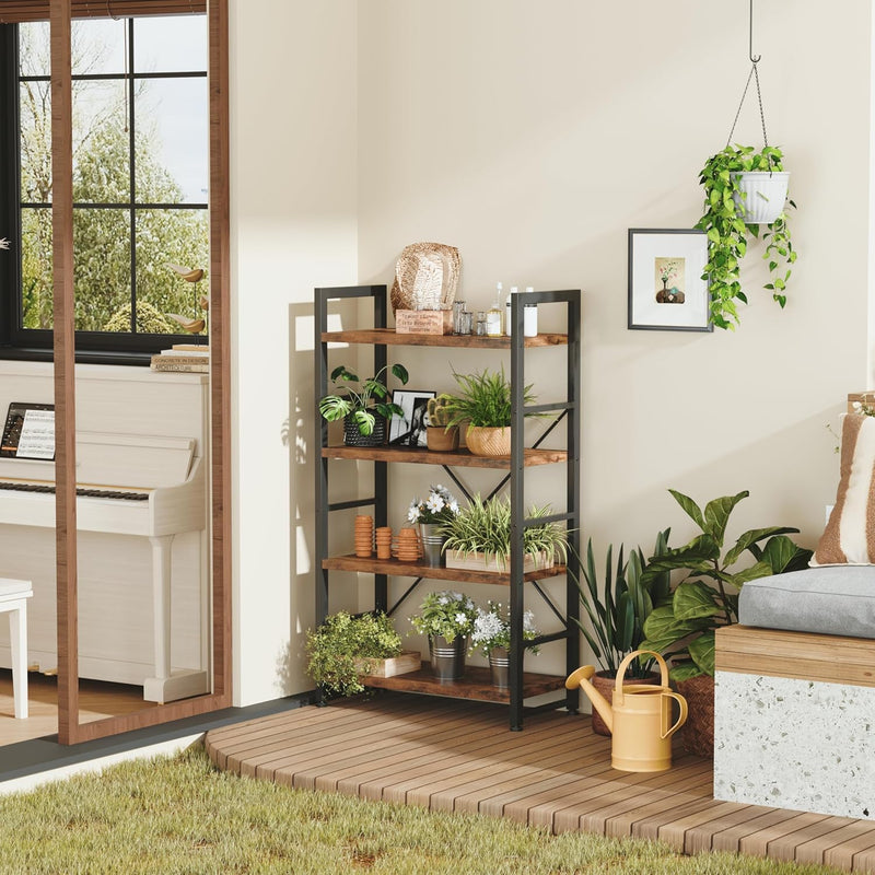 4-Tier Bookshelf 24 Inch Wood Bookcase with Open