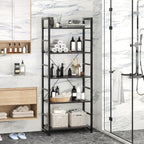 Industrial Bookshelf 5-Tier 24.8" Rustic Shelving Unit Wood