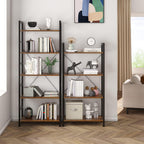 Industrial Bookshelf 5-Tier 24.8" Rustic Shelving Unit Wood