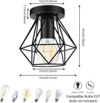 Industrial Ceiling Light Larger Flush Fixture Metal Cage