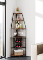 Industrial Corner Wine Rack Cabinet 5-Tier Freestanding Bar