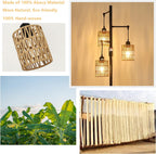 Industrial Dimmable Floor Lamps Farmhouse 3-Lights Wooden