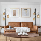 Industrial Dimmable Floor Lamps Farmhouse 3-Lights Wooden