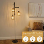 Industrial Dimmable Floor Lamps Farmhouse 3-Lights Wooden