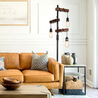 Industrial Dimmable Floor Lamps Farmhouse 3-Lights Wooden