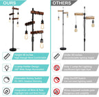 Industrial Dimmable Floor Lamps Farmhouse 3-Lights Wooden