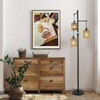Industrial Dimmable Floor Lamps Farmhouse 3-Lights Wooden