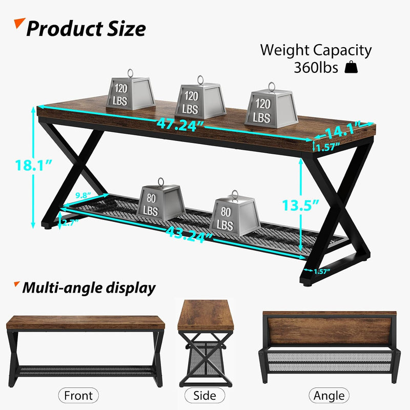 Industrial Entryway Bench with Storage