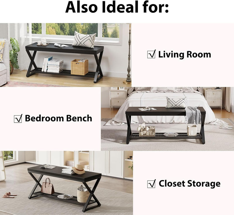 Industrial Entryway Bench with Storage