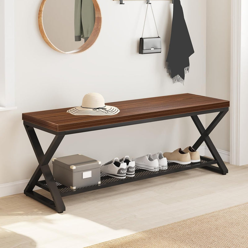Industrial Entryway Bench with Storage