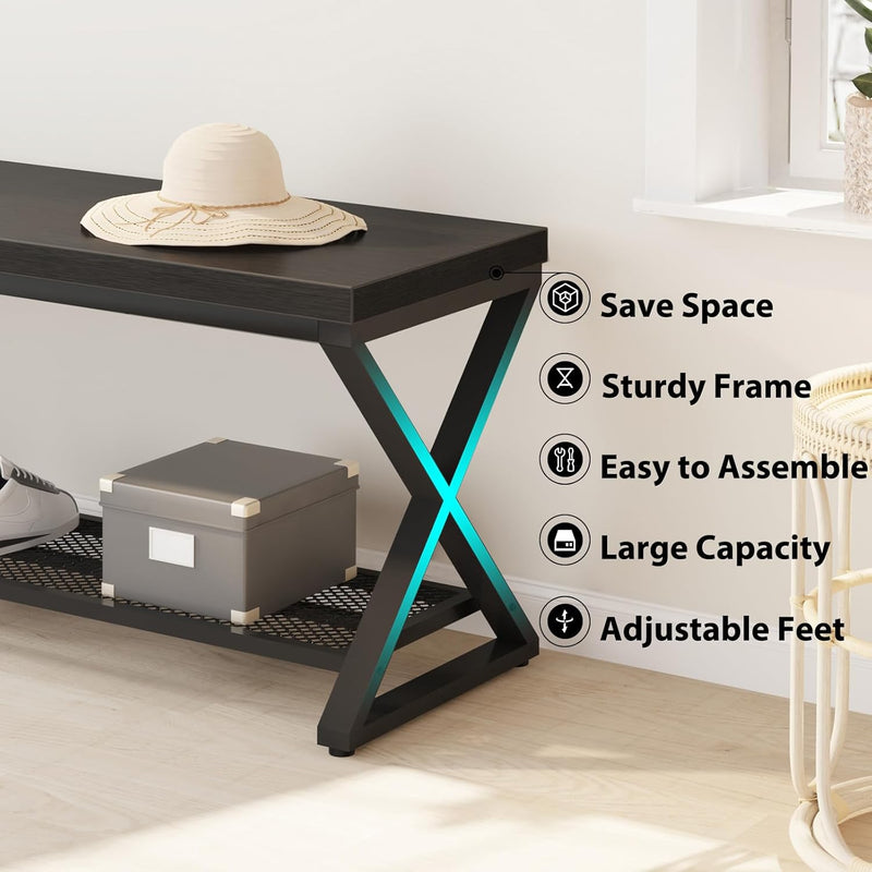 Industrial Entryway Bench with Storage