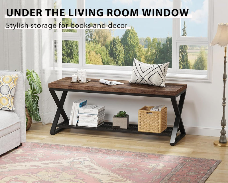 Industrial Entryway Bench with Storage