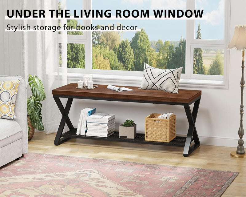 Industrial Entryway Bench with Storage