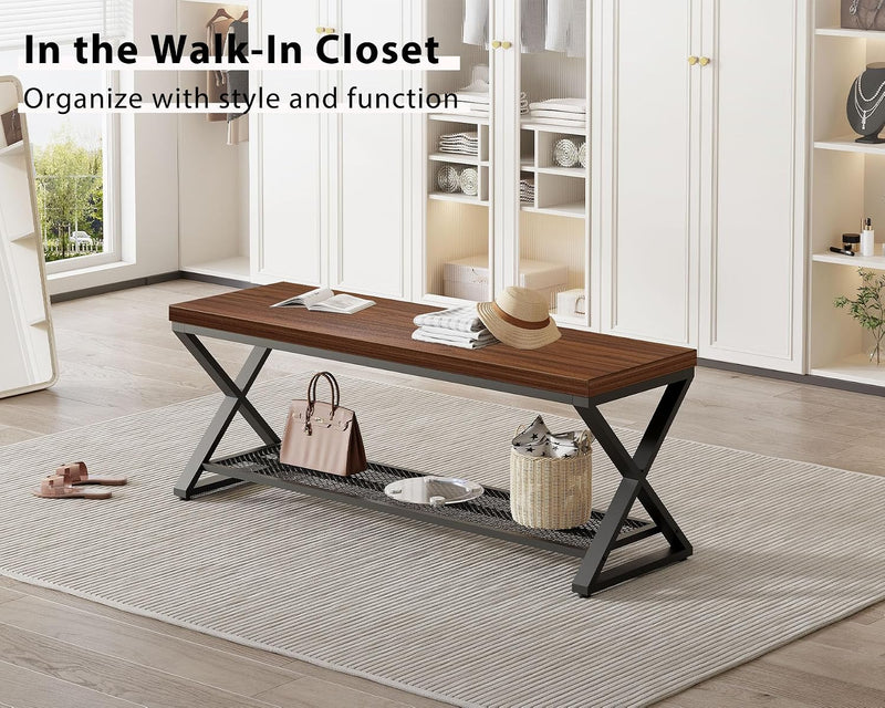 Industrial Entryway Bench with Storage