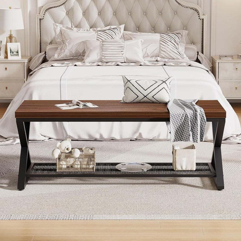 Industrial Entryway Bench with Storage