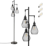 Industrial Floor Lamp Dimmable Standing with Wire Cage