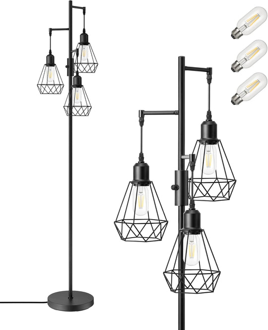 Industrial Floor Lamp with 3 LED Bulbs E27