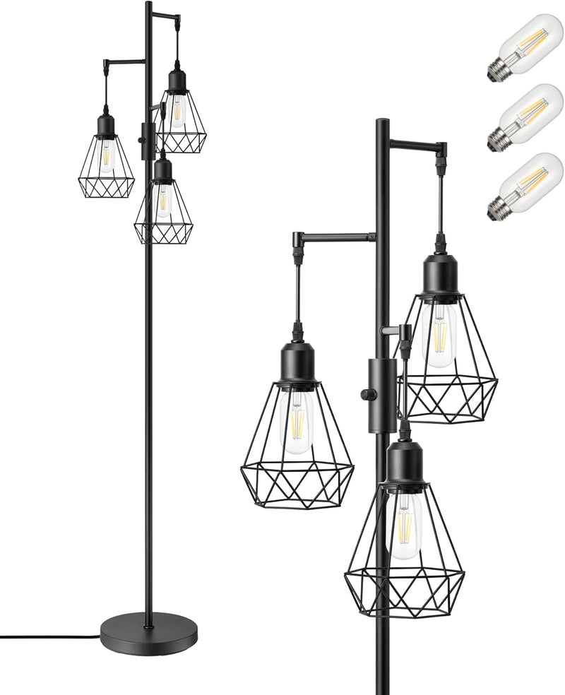 Industrial Floor Lamp with 3 LED Bulbs E27