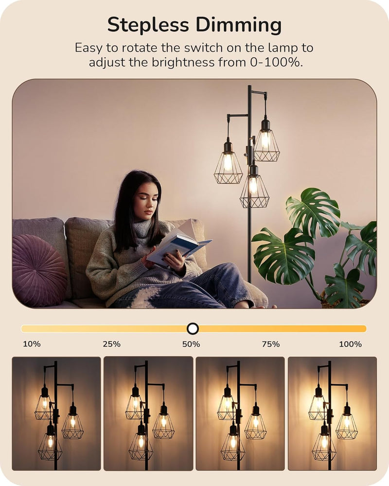 Industrial Floor Lamp with 3 LED Bulbs E27