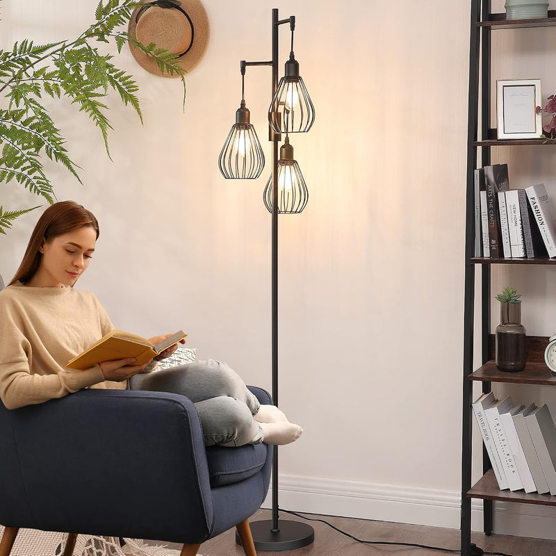 Industrial Floor Lamp with 3 LED Bulbs E27