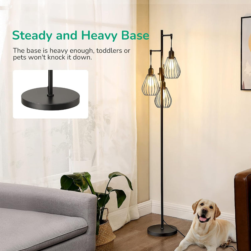 Industrial Floor Lamp with 3 LED Bulbs E27
