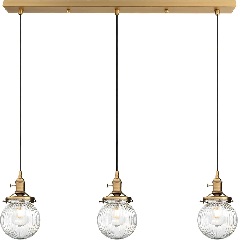 Industrial Glass 3 Pendant Lights 3 Heads Hanging