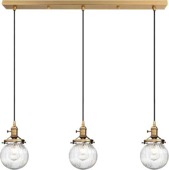 Industrial Glass 3 Pendant Lights 3 Heads Hanging