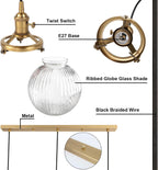 Industrial Glass 3 Pendant Lights 3 Heads Hanging