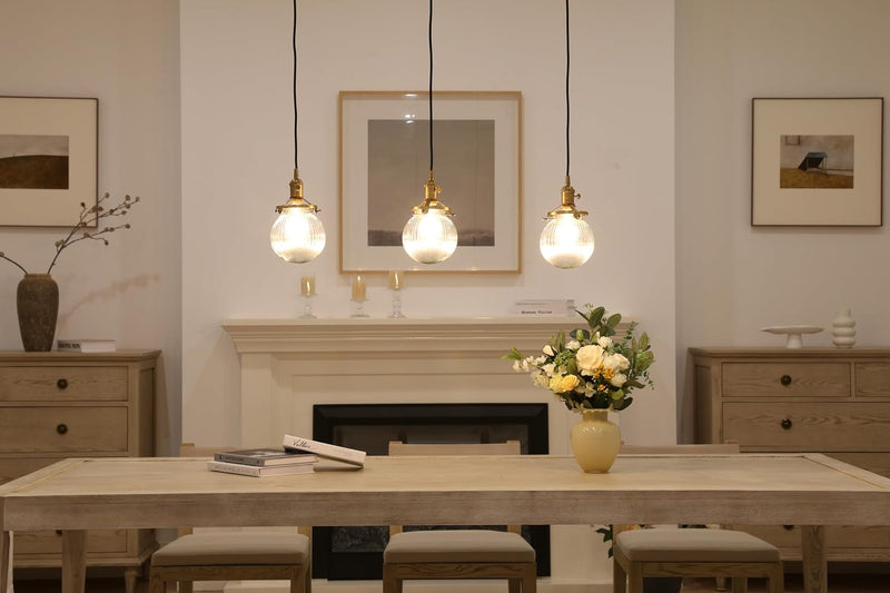 Industrial Glass 3 Pendant Lights 3 Heads Hanging