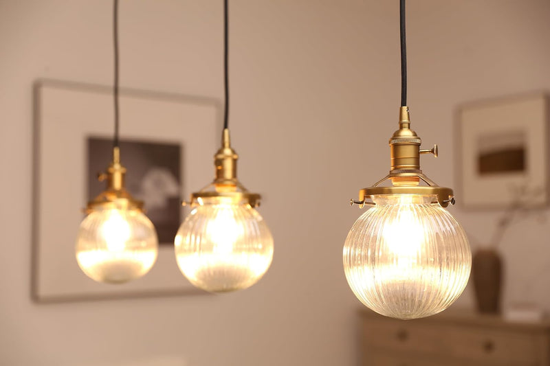 Industrial Glass 3 Pendant Lights 3 Heads Hanging