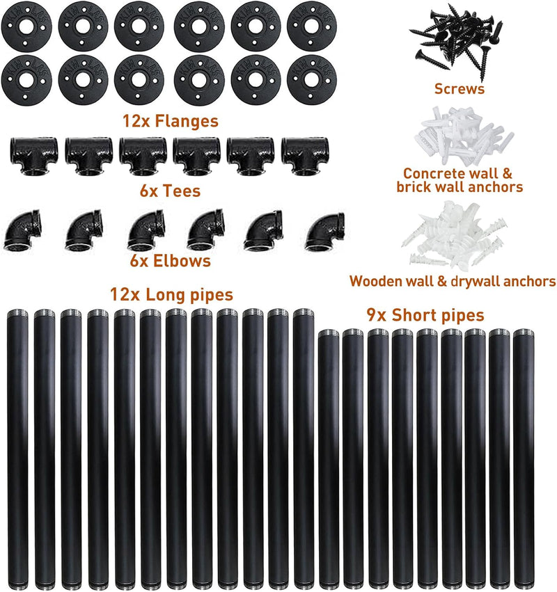 Industrial Iron Pipe Shelves 3 Set 4-Tier 42"
