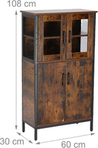 Industrial Kitchen Cupboard Tall Unit with Glass Doors