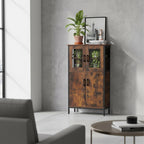 Industrial Kitchen Cupboard Tall Unit with Glass Doors
