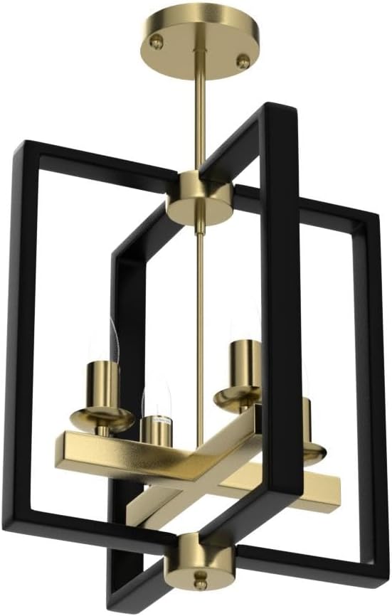 Industrial Lantern Chandelier 4-Light Modern Geometric Semi