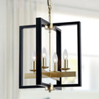 Industrial Lantern Chandelier 4-Light Modern Geometric Semi