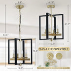 Industrial Lantern Chandelier 4-Light Modern Geometric Semi