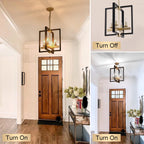 Industrial Lantern Chandelier 4-Light Modern Geometric Semi