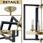 Industrial Lantern Chandelier 4-Light Modern Geometric Semi