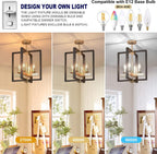 Industrial Lantern Chandelier 4-Light Modern Geometric Semi