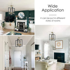 Industrial Lantern Chandelier 4-Light Modern Geometric Semi