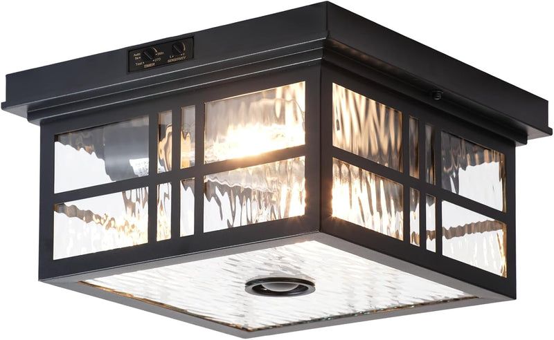 Industrial Motion Sensor Outdoor Flush Mount Ceiling Light