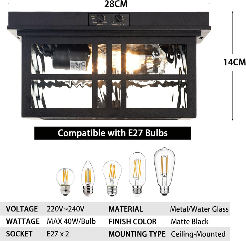 Industrial Motion Sensor Outdoor Flush Mount Ceiling Light
