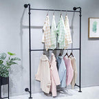Industrial Pipe Clothing Rack Wall Mounted Iron Garment